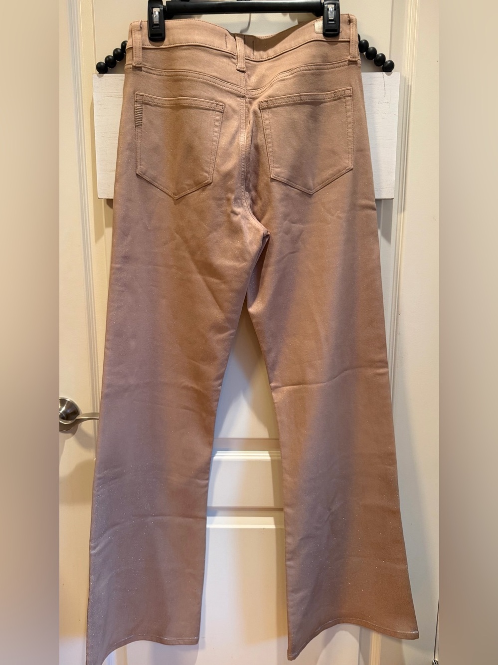 PAIGE Leenah Wide Leg Tan Silver Ombré Coated Jeans Denim Pants 28 6 8 10 NWT - Picture 9 of 10